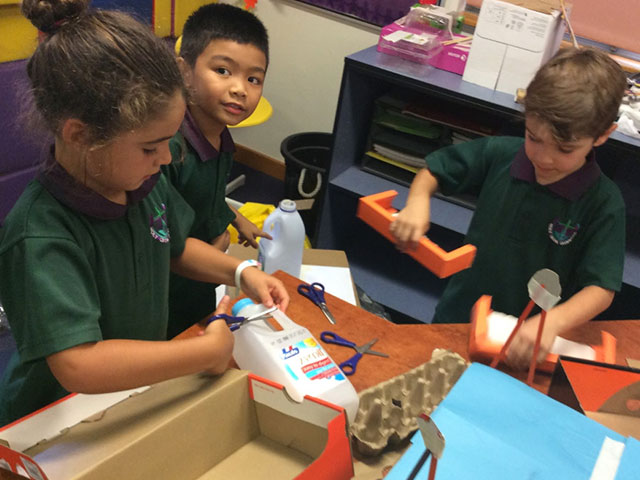 On Project Day the students bring in recycled material to bring their designs to life