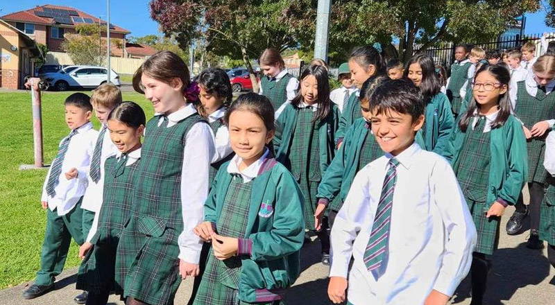 Walk to school day at Holy Cross Catholic Primary Glenwood