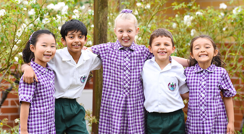 Welcoming students at Holy Cross Primary Glenwood